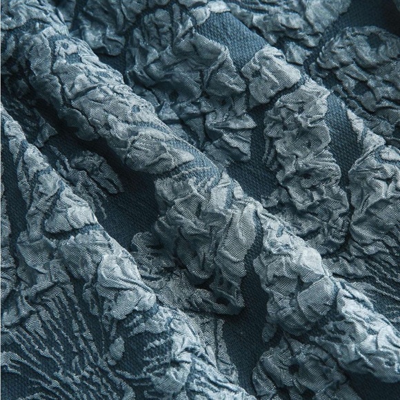 New FLORAL JACQUARD SLEEVELESS MINI DRESS Size Medium on blue - Picture 8 of 11